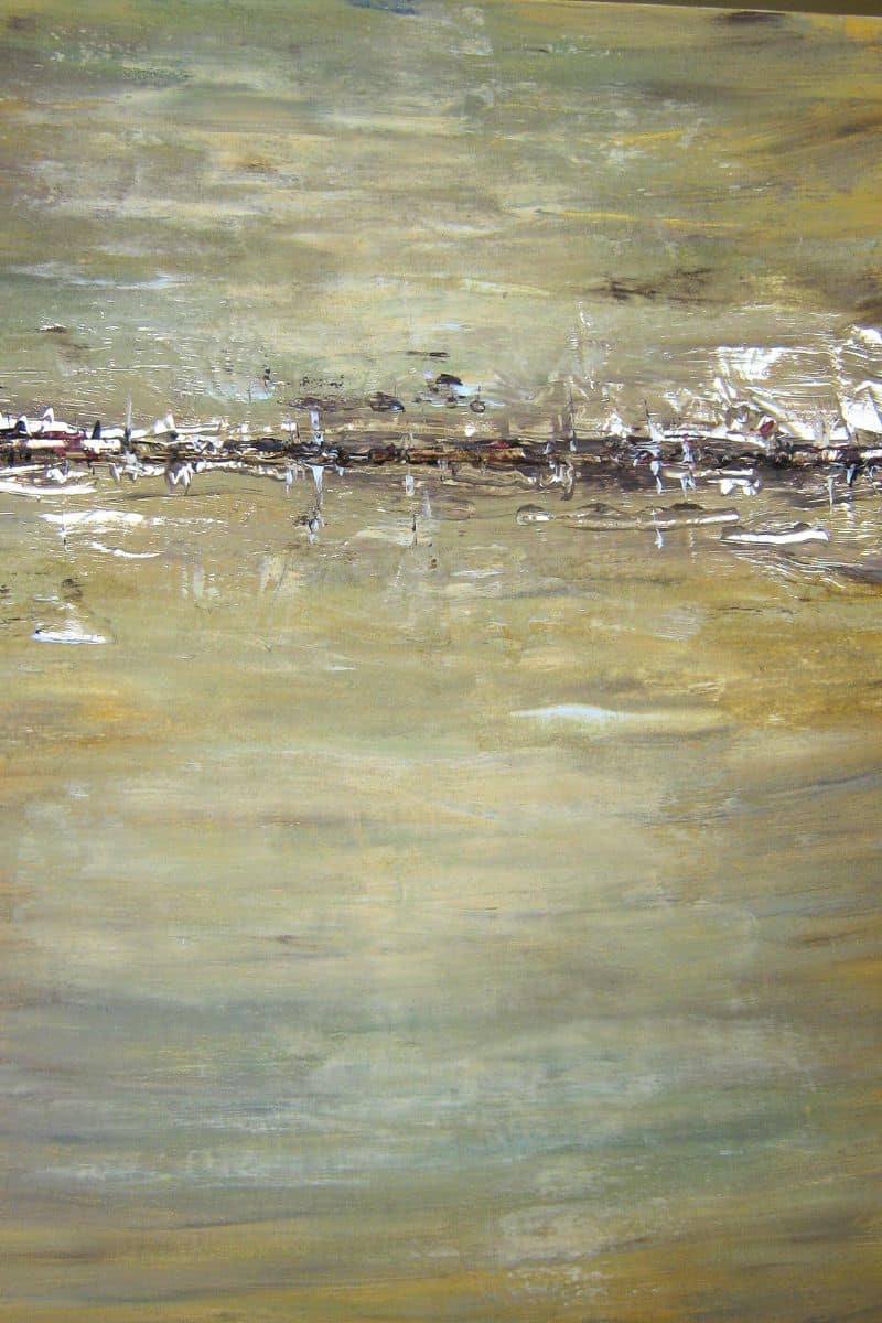 Abstraktes Acrylbild in Gold und Beige – Christiane Odefey