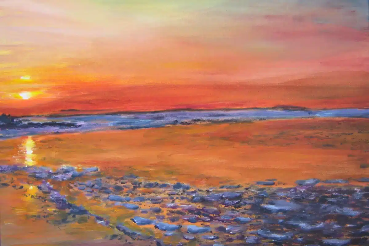 Ölbild Sonnenuntergang am Strand – Christiane Odefey