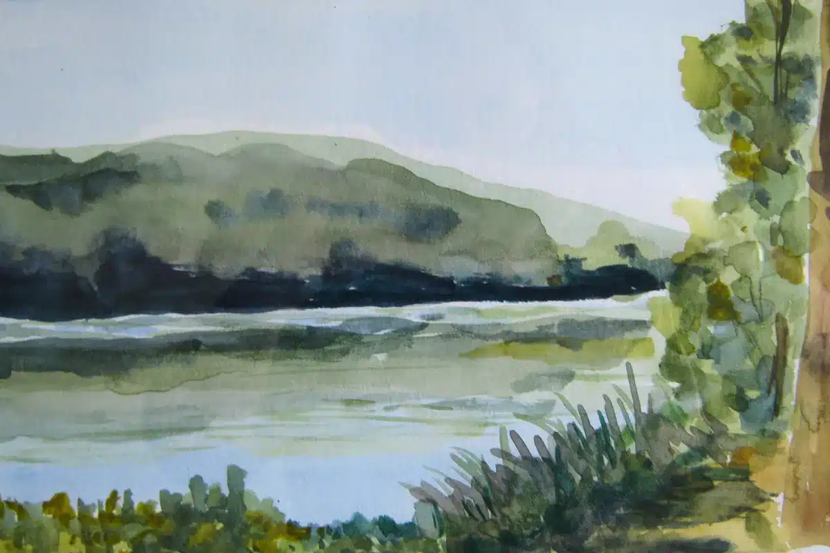 Aquarell Landschaft am See – Christiane Odefey