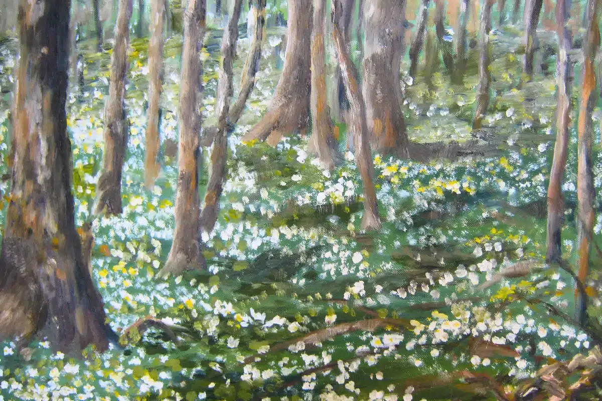 Ölbild Frühling im Geraer Stadtwald – Christiane Odefey