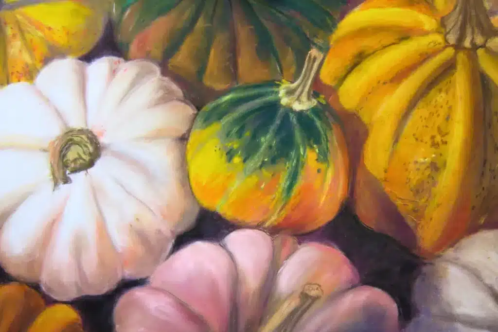 Pastellbild bunte Kürbisse – Christiane Odefey