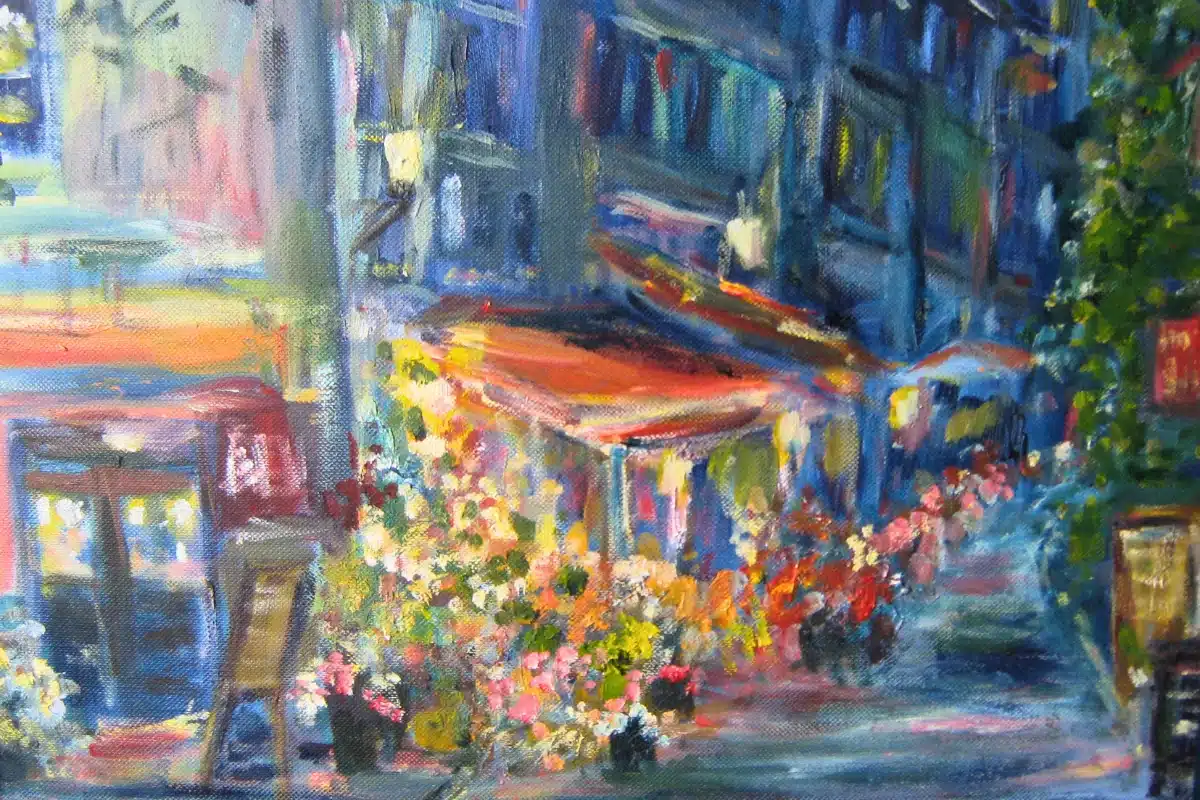 Ölbild Wagnergasse Jena am Abend – Ölmalerei Jena, Christiane Odefey