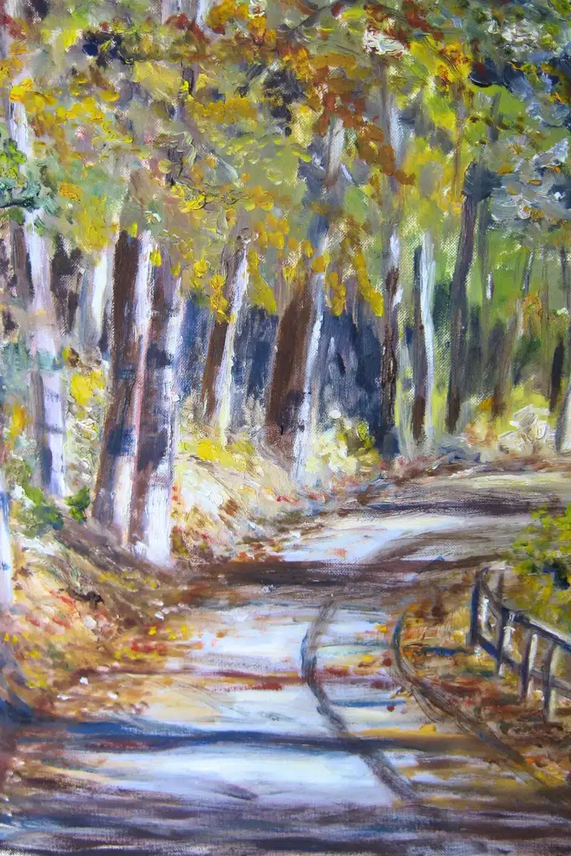 Ölbild Weg zum Waldbad Wolfersdorf, Thüringen – Christiane Odefey
