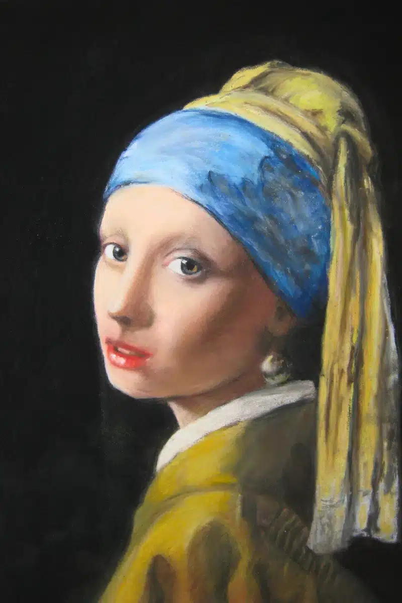 Pastellbild Kopie „Das Mädchen mit dem Perlenohrring" nach Vermeer – Christiane Odefey