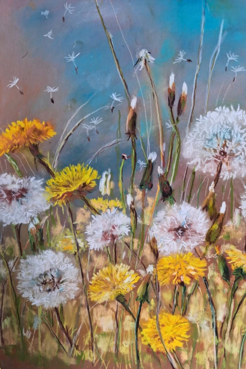 Pastellbild Pusteblumen – Familienkunst aus Jena und Dresden