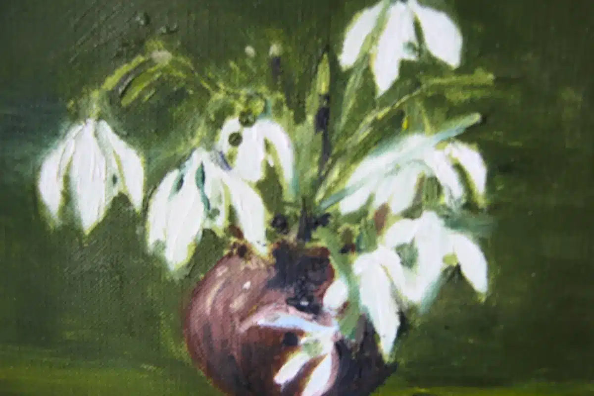 Ölbild Schneeglöckchen in Vase – Christiane Odefey