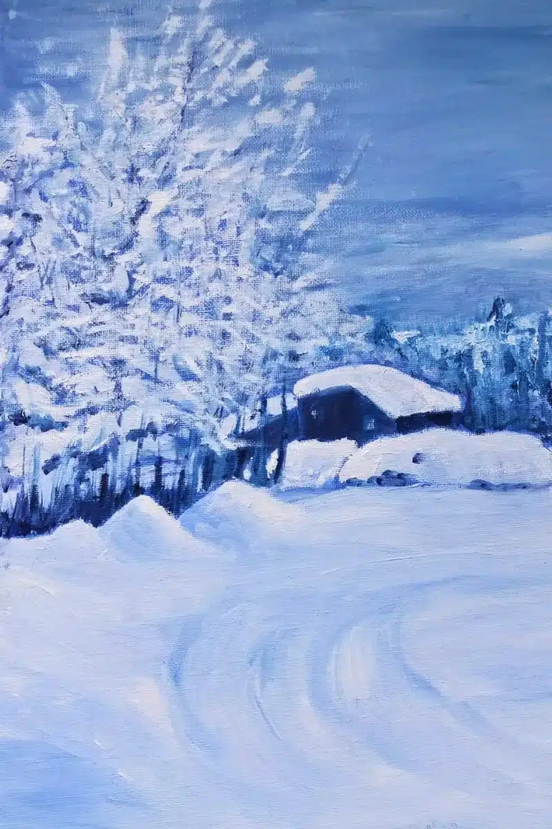Ölbild verschneite Winterlandschaft Schweden – Christiane Odefey