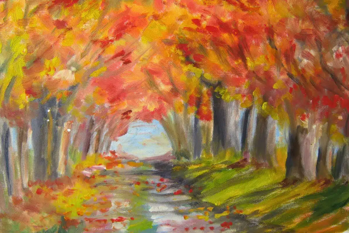 Ölbild herbstliche Baumallee – Christiane Odefey